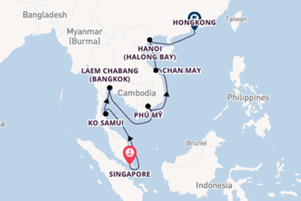 15-daagse cruise met de Mein Schiff 5 vanuit Singapore