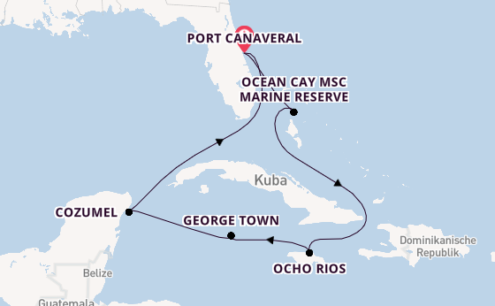 Karibik ab Port Canaveral, USA auf der MSC Grandiosa