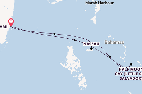 Caribbean from Miami, Florida, USA with the Carnival Conquest