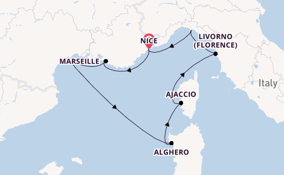 Western Mediterranean from Nice, France with the Silver Shadow