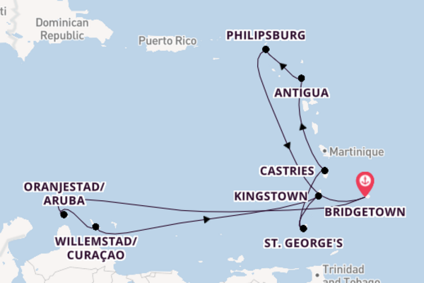 Southern Caribbean from Bridgetown, Barbados with the Britannia 