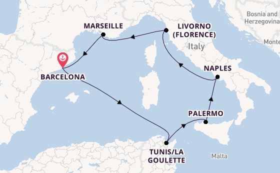 Western Mediterranean from Barcelona, Spain with the MSC Virtuosa