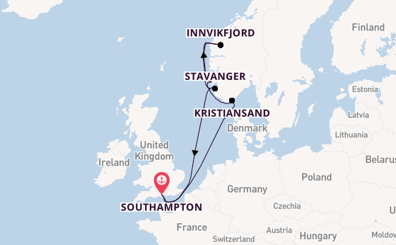Norway from Southampton, England with the Arvia
