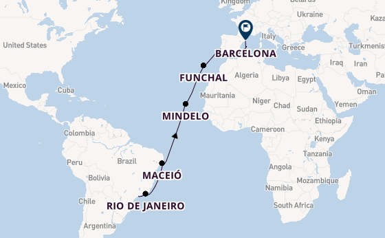 trans-Atlantisch vanaf Santos, Brazilië met de MSC Seaview
