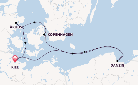 Ostsee ab Kiel, Deutschland auf AIDAperla