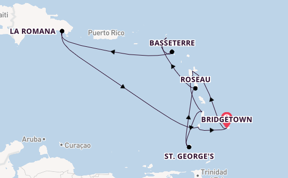 Zuidelijke Caraïben vanaf Bridgetown, Barbados met de Mein Schiff 4