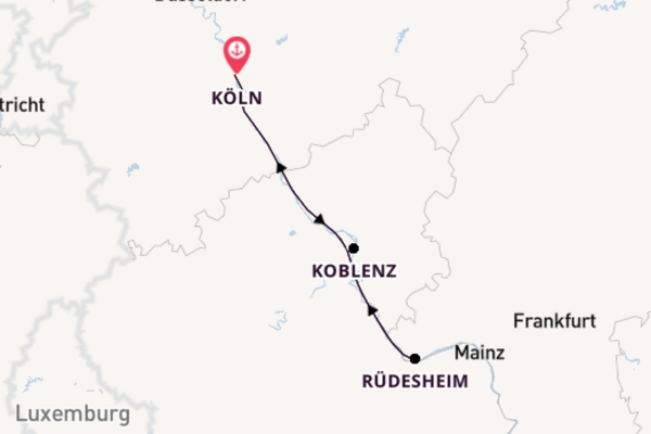 Von Köln über Rüdesheim in 4 Tagen