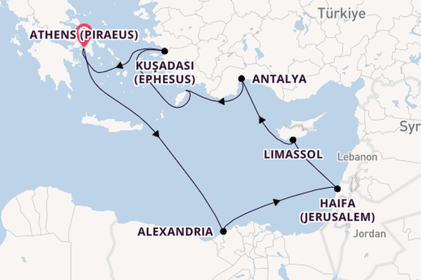Eastern Mediterranean from Athens (Piraeus), Greece with the Rotterdam