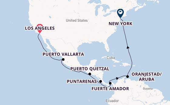 Central America from Los Angeles, California, USA with the Coral Princess