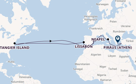 Transatlantik ab Tarragona, Spanien auf der Celestyal Discovery
