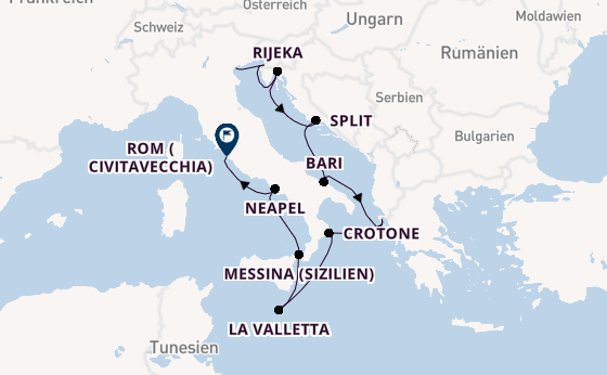Mittelmeer ab Venedig, Italien auf der Sirena