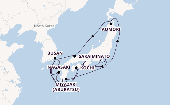 Japan vanaf Tokio, Japan met de Diamond Princess