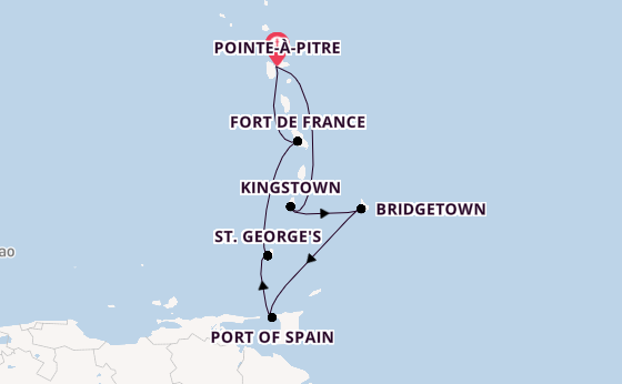 Südliche Karibik ab Pointe-à-Pitre, Guadeloupe auf der MSC Meraviglia