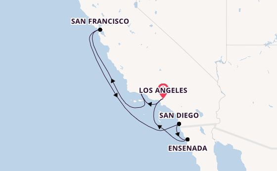 Amerikaanse Westkust vanaf Los Angeles, Verenigde Staten met de Emerald Princess
