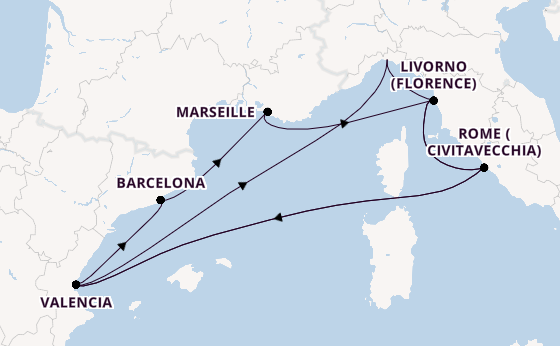 Western Mediterranean from Genoa, Italy with the MSC Sinfonia
