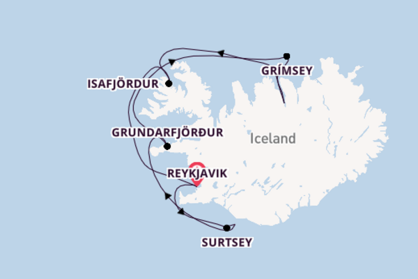 Arctic Ocean from Reykjavik, Iceland with the Le Champlain