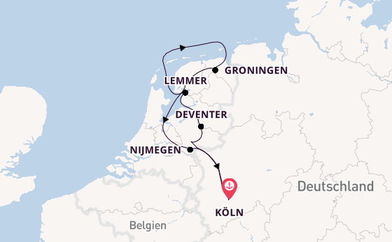 Rhein ab Köln, Deutschland auf der MS VistaGracia