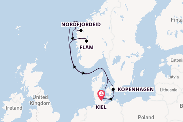 Noorwegen vanaf Kiel, Duitsland met de MSC Euribia