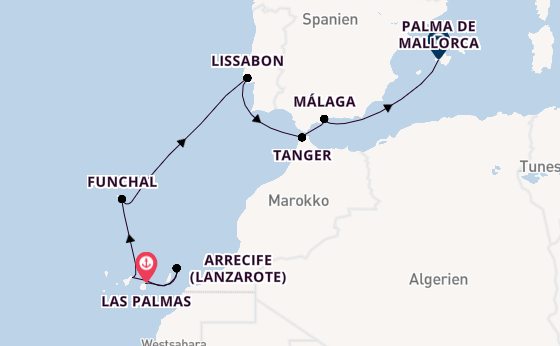 Kanarische Inseln ab Las Palmas, Gran Canaria auf der Mein Schiff 7