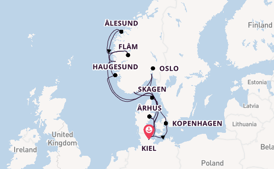 Noorwegen vanaf Kiel, Duitsland met AIDAnova
