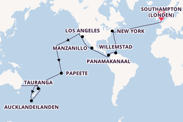 Wereldreizen vanaf Southampton (Londen), Engeland met de Queen Mary 2