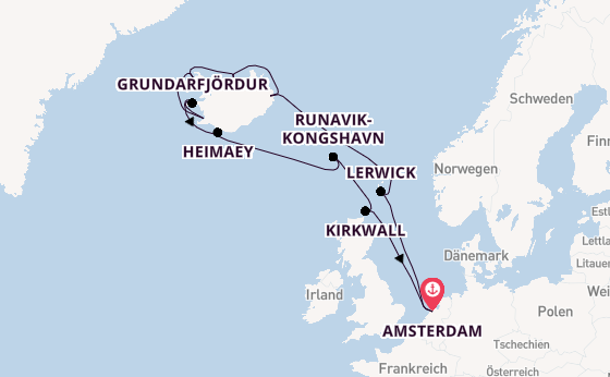 Arktis ab Amsterdam, Niederlande auf der Zuiderdam