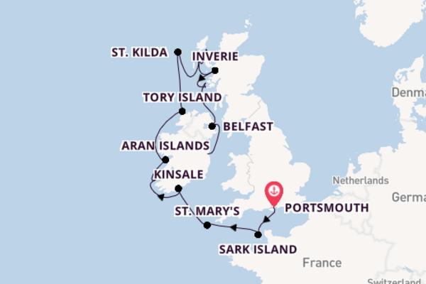 British Isles from Portsmouth, England, United Kingdom with the Silver Wind