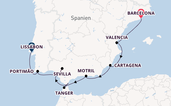 Westliches Mittelmeer ab Barcelona, Spanien auf der Sirena