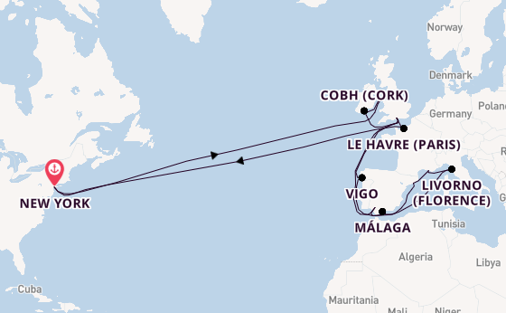 Transatlantic from New York, USA with the Queen Mary 2