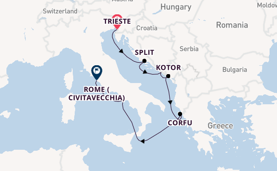 Mediterranean Sea from Trieste, Italy with the Seven Seas Grandeur