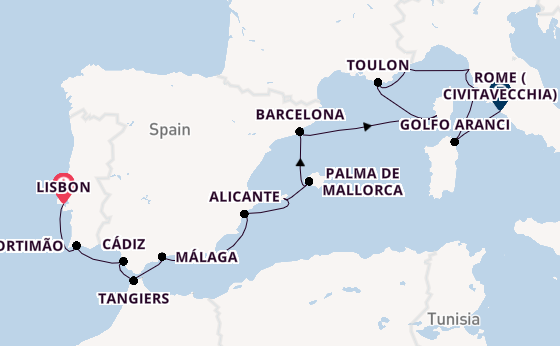 Western Mediterranean from Lisbon, Portugal with the Seven Seas Prestige
