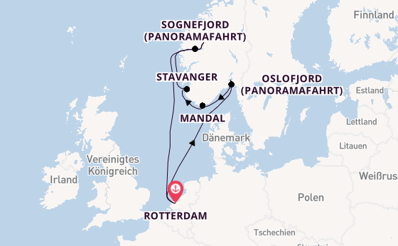 Norwegen ab Rotterdam, Niederlande auf der Rotterdam