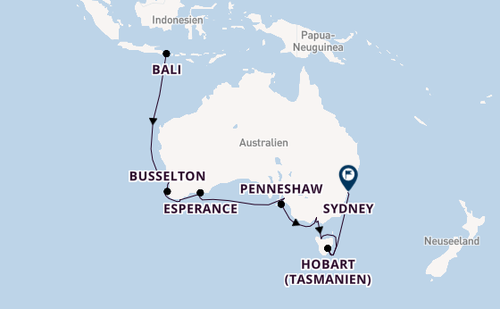 Australien ab Bali, Indonesien auf der Marina
