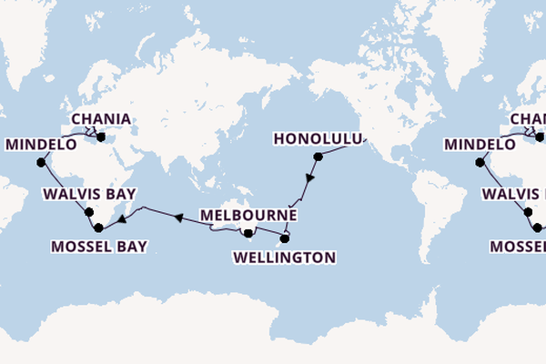 Round-the-World Trip from Los Angeles, California, USA with the Coral Princess