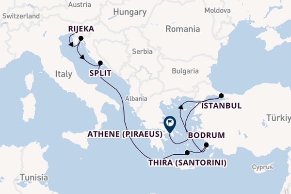 Middellandse Zee vanaf Triëst, Italië met de Oosterdam