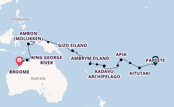 Australië vanaf Broome, Australië met de Seabourn Pursuit