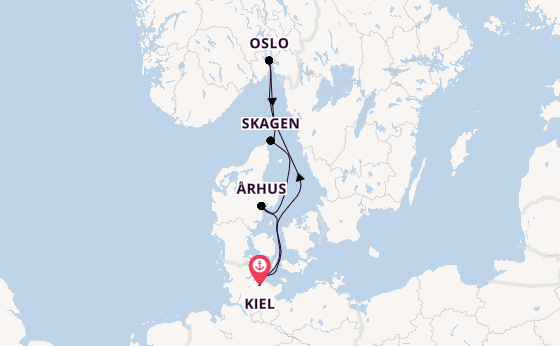 Noorwegen vanaf Kiel, Duitsland met AIDAluna