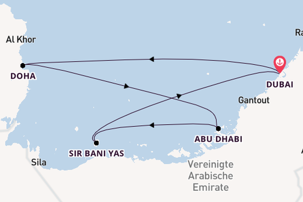 Persischer Golf ab Dubai, Vereinigte Arabische Emirate auf der MSC Euribia