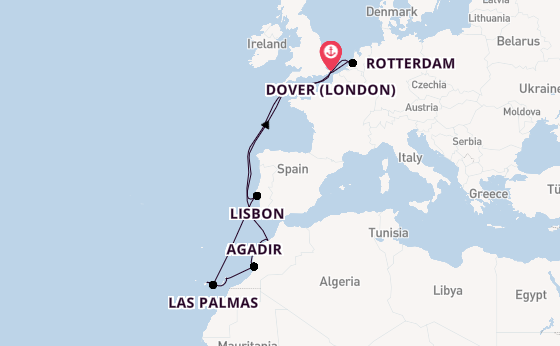 Canary Islands from Dover (London), England, United Kingdom with the Nieuw Statendam