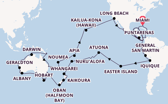 Transpacific from Miami, Florida with the Seabourn Quest