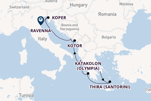 Oostelijke Middellandse Zee vanaf Athene (Piraeus), Griekenland met de Norwegian Pearl