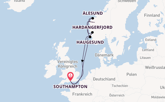 Norwegen ab Southampton, Großbritannien auf der Iona