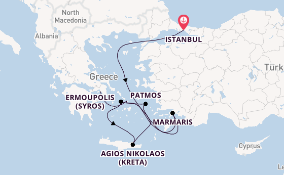 Oostelijke Middellandse Zee vanaf Istanbul, Turkije met de EXPLORA II