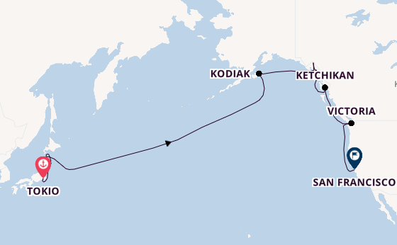 Transpazifik ab Tokio, Japan auf der Seven Seas Splendor