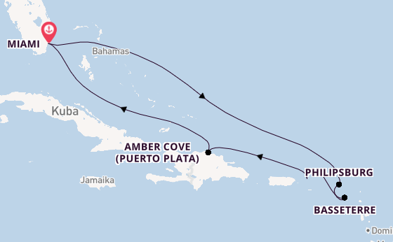 Karibik ab Miami auf der MSC Meraviglia