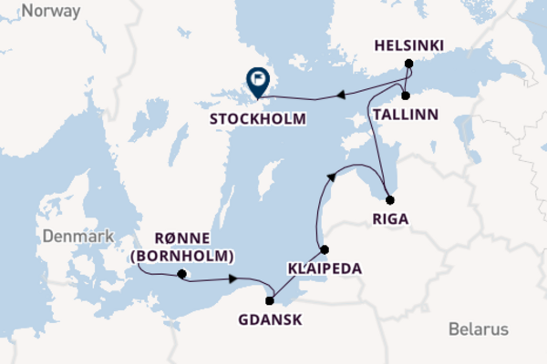 Oostzee vanaf Kopenhagen, Denemarken met de Silver Spirit