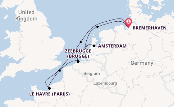 West-Europa vanaf Bremerhaven, Duitsland met de Mein Schiff 3