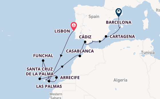 Western Mediterranean from Lisbon, Portugal with the Seven Seas Navigator