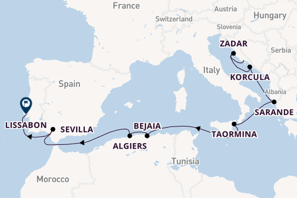 Middellandse Zee vanaf Split, Kroatië met de Silver Wind