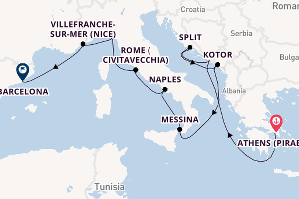 Mediterranean Sea from Athens (Piraeus), Greece with the Celebrity Infinity